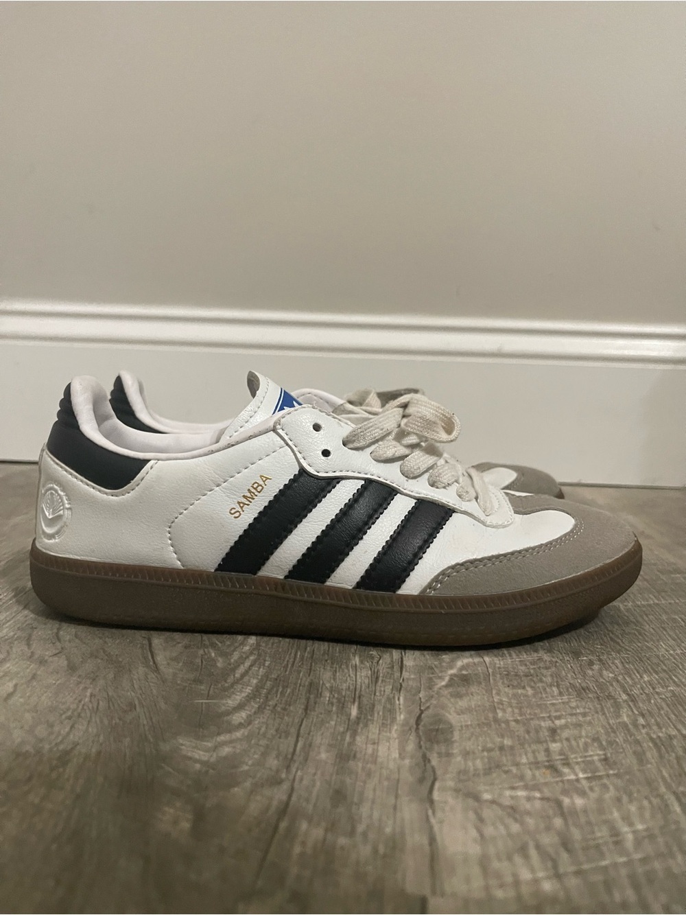 adidas Samba vegan White Sneakers with Black Stripes and Gum Sole